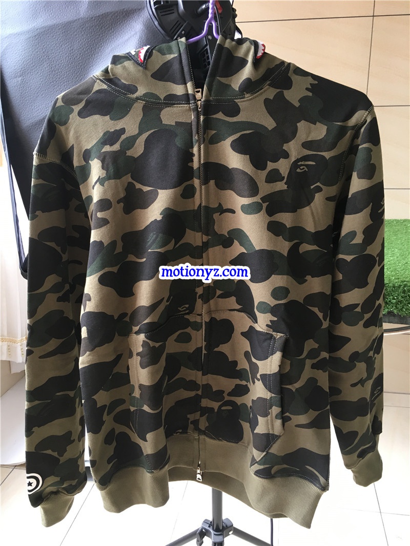 A Bathing Ape Shark Hoodies Green Camo